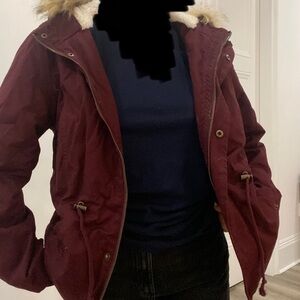 BRAND NEW Burgundy Faux Fur jacket